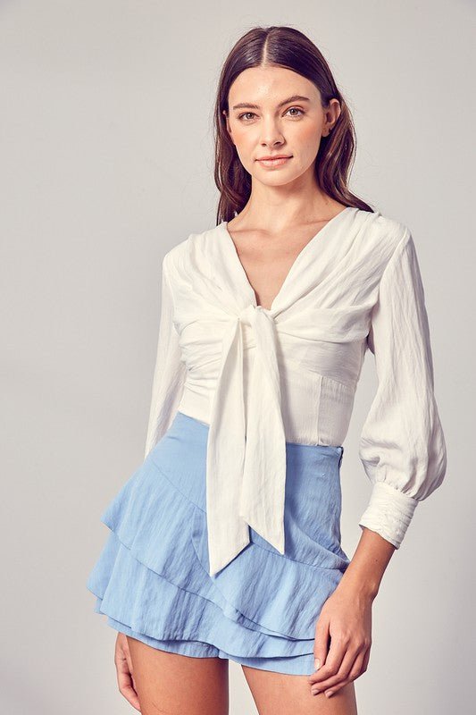 Front Tie Long Sleeve Top - Chaelisa's New Jammies