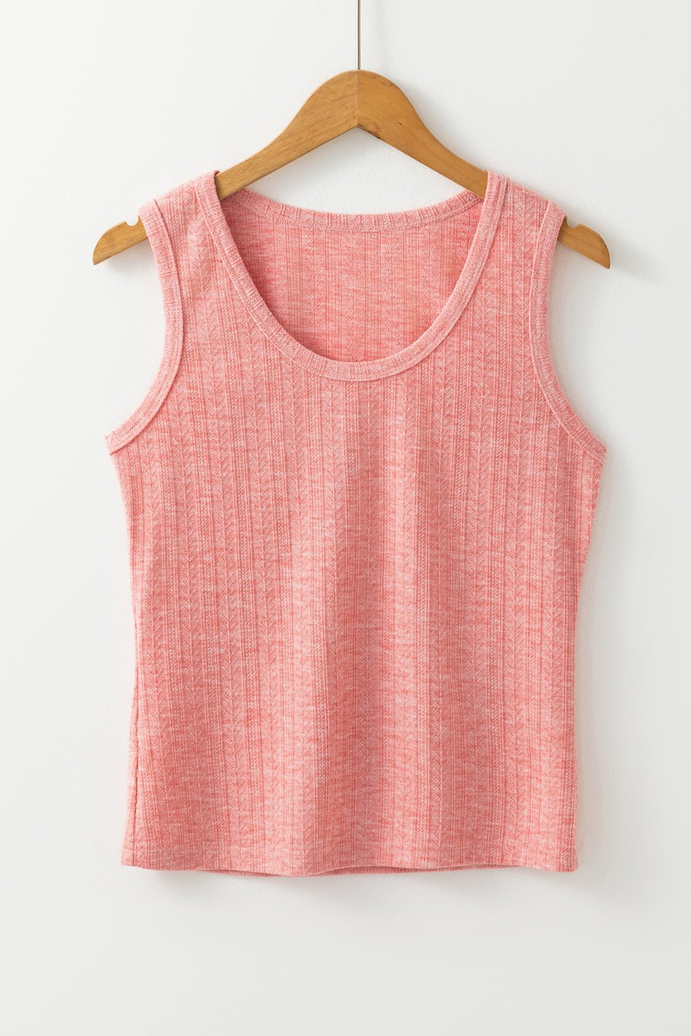 Fushia Solid Color Textured U Neck Slim Tank Top - Chaelisa's New Jammies
