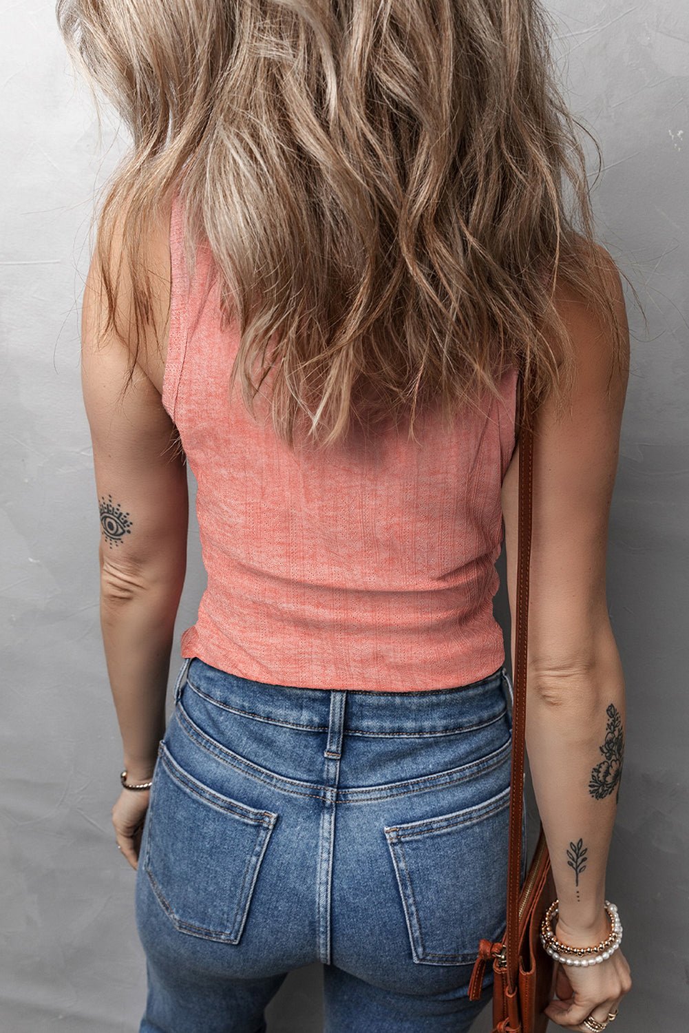 Fushia Solid Color Textured U Neck Slim Tank Top - Chaelisa's New Jammies