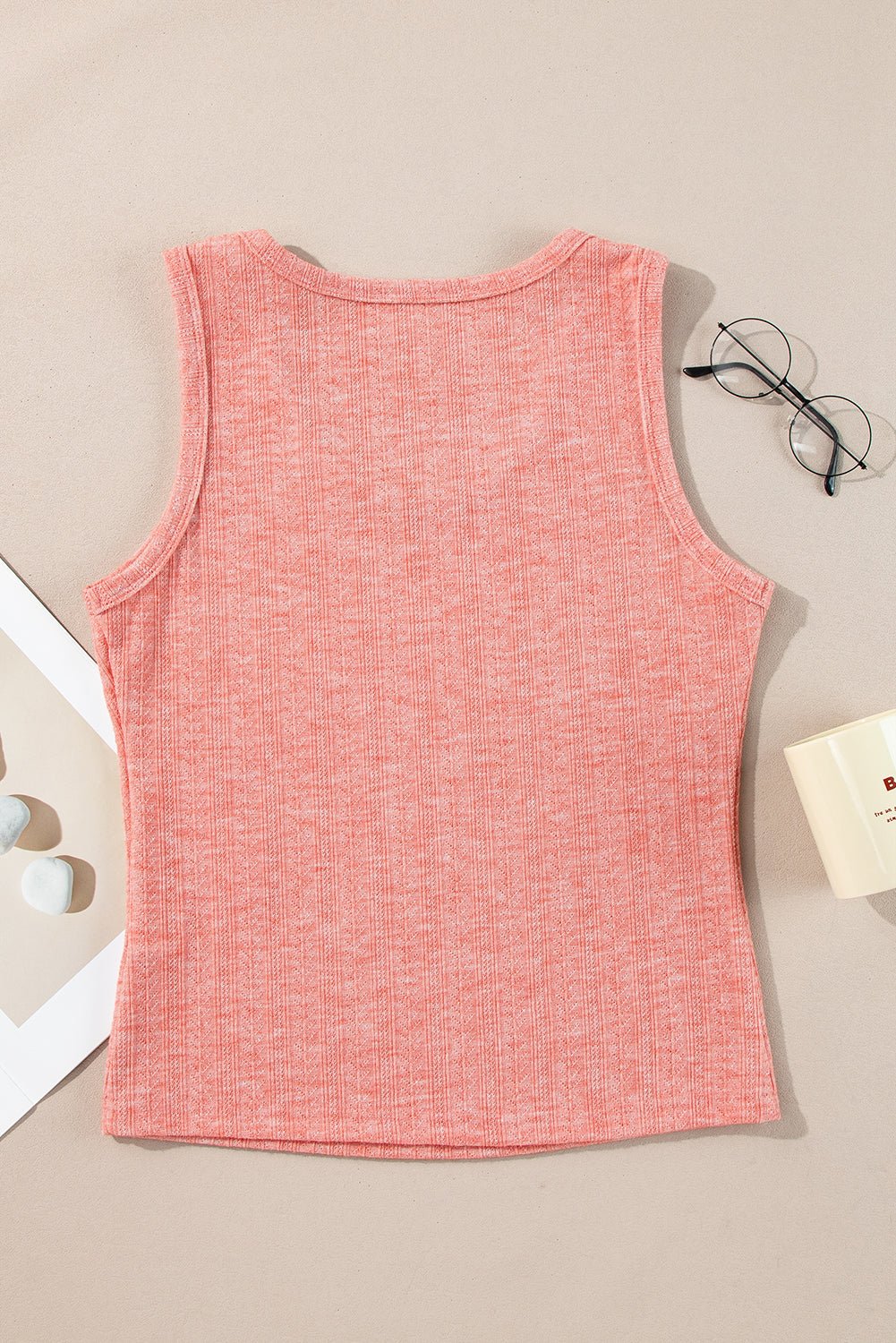 Fushia Solid Color Textured U Neck Slim Tank Top - Chaelisa's New Jammies