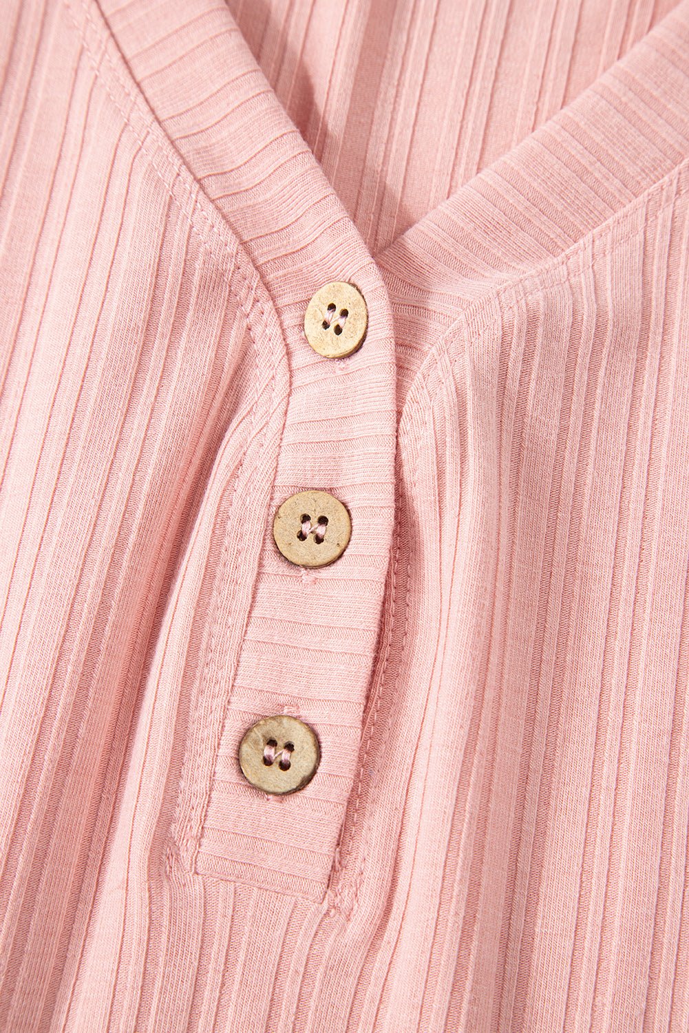 Gossamer Pink Ribbed Button V Neck Tank Top and Shorts Set - Chaelisa's New Jammies