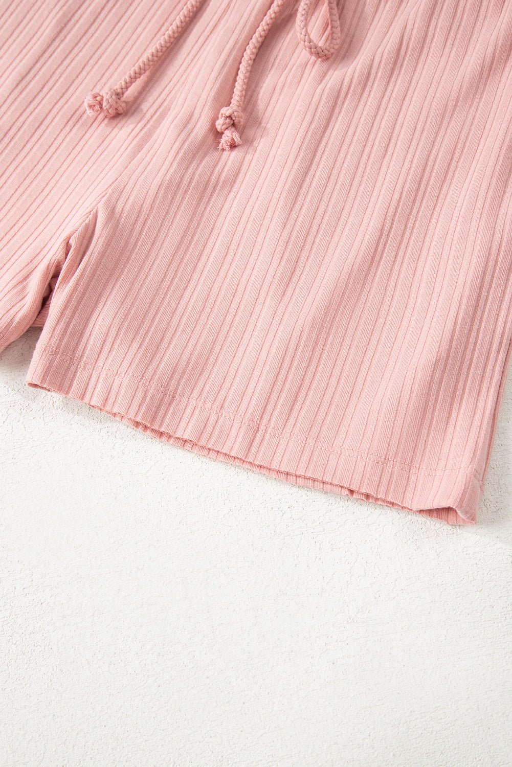 Gossamer Pink Ribbed Button V Neck Tank Top and Shorts Set - Chaelisa's New Jammies