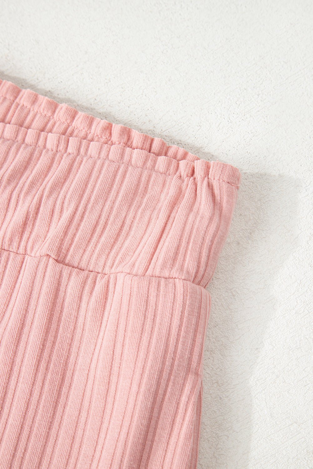 Gossamer Pink Ribbed Button V Neck Tank Top and Shorts Set - Chaelisa's New Jammies