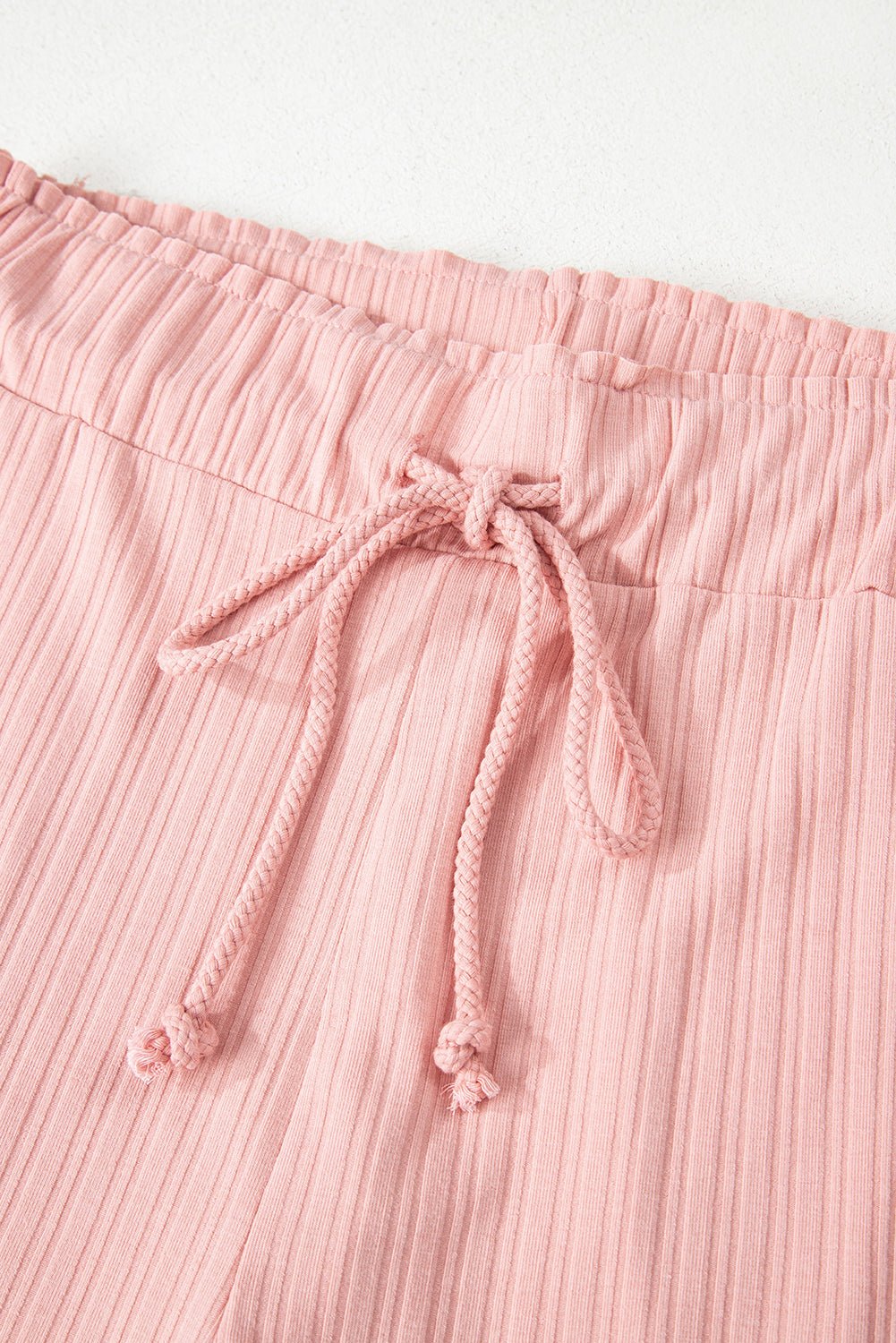 Gossamer Pink Ribbed Button V Neck Tank Top and Shorts Set - Chaelisa's New Jammies