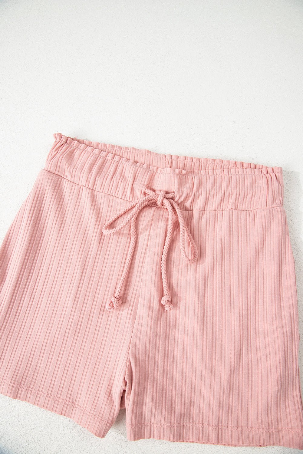 Gossamer Pink Ribbed Button V Neck Tank Top and Shorts Set - Chaelisa's New Jammies