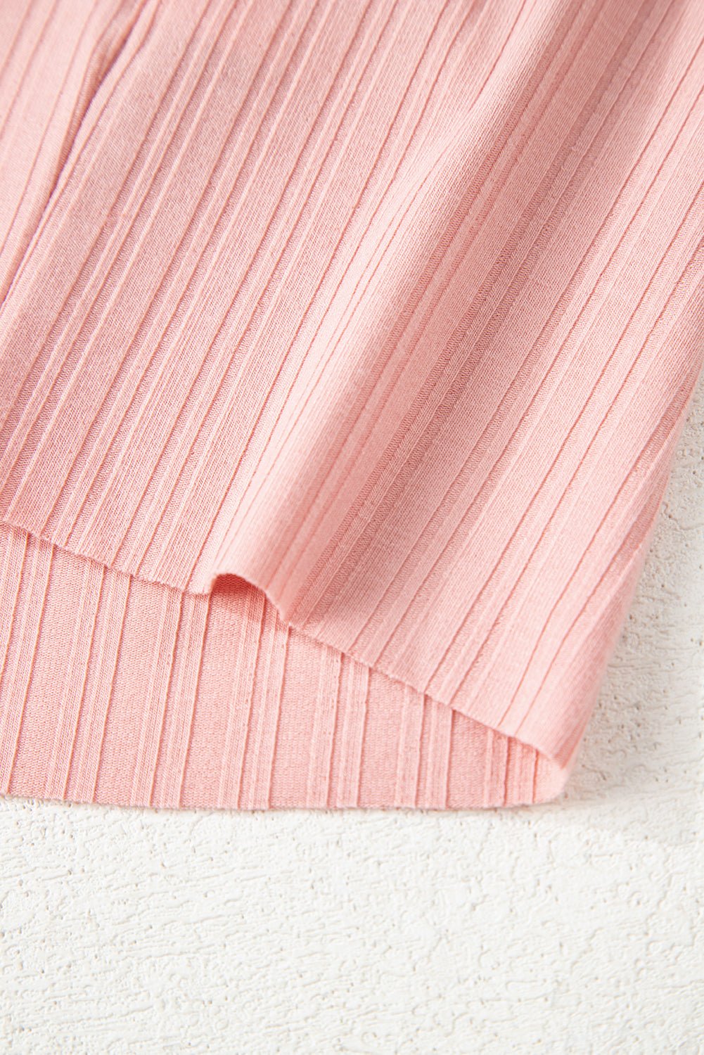 Gossamer Pink Ribbed Button V Neck Tank Top and Shorts Set - Chaelisa's New Jammies