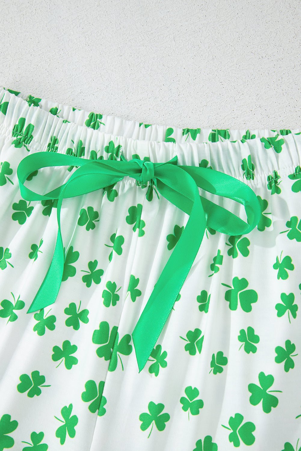 Green Clover Printed Short Sleeve and Ruffled Shorts Pajama Set - Chaelisa's New Jammies