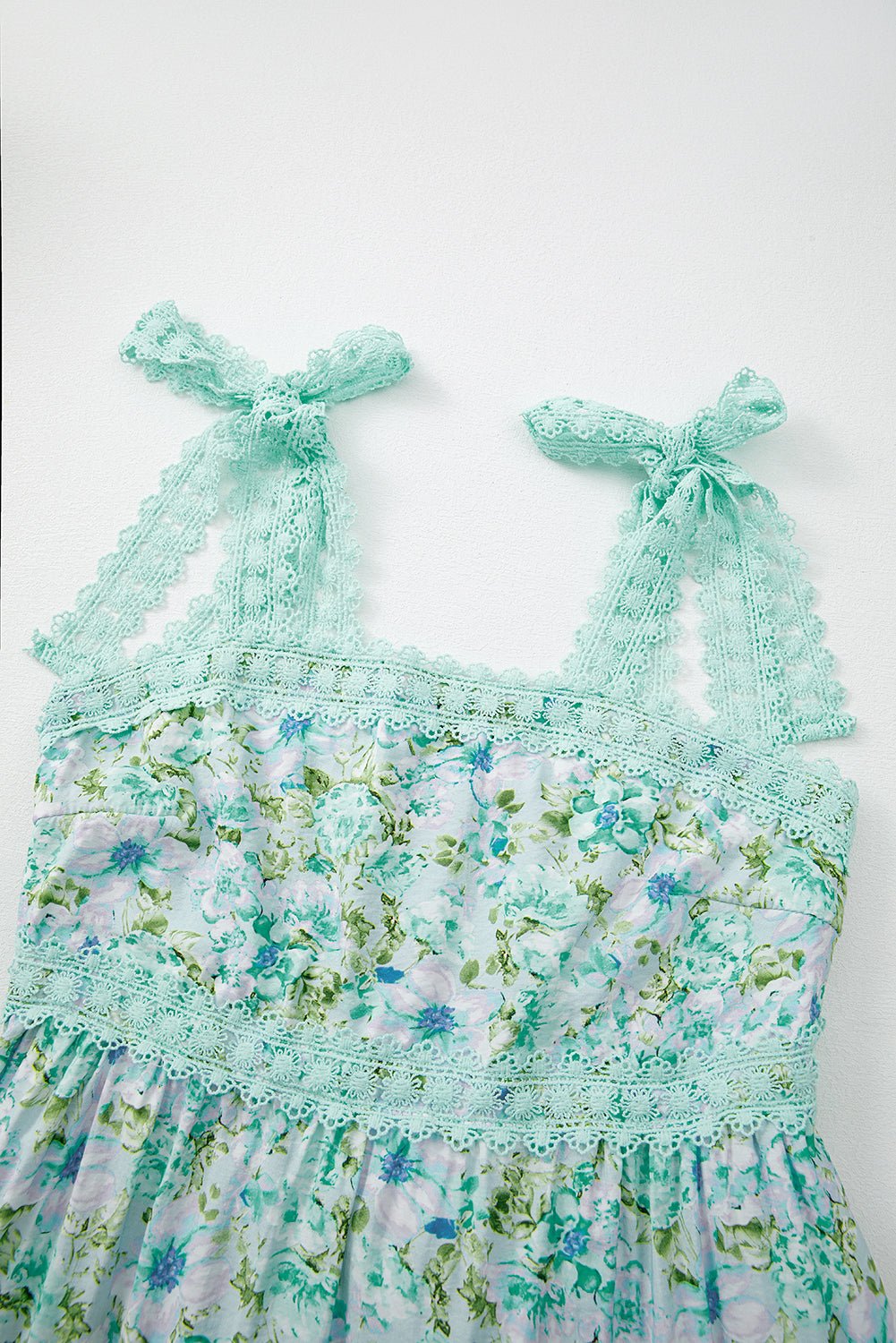 Green Floral Lace Tied Strap Empire Waist Maxi Dress - Chaelisa's New Jammies