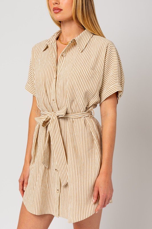 Half Sleeve Button Down Shirt Dress - Chaelisa's New Jammies