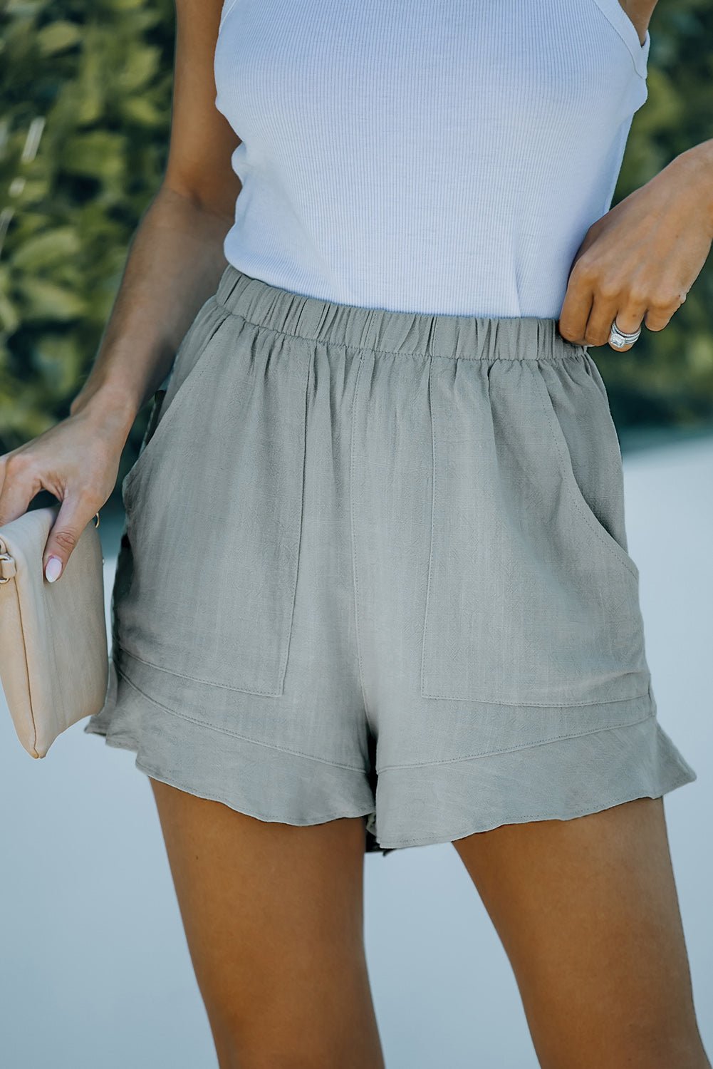 High Waist Pocketed Ruffle Shorts - Chaelisa's New Jammies