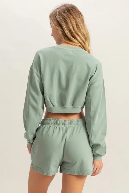 HYFVE Crew Neck Long Sleeve Crop Sweatshirt - Chaelisa's New Jammies