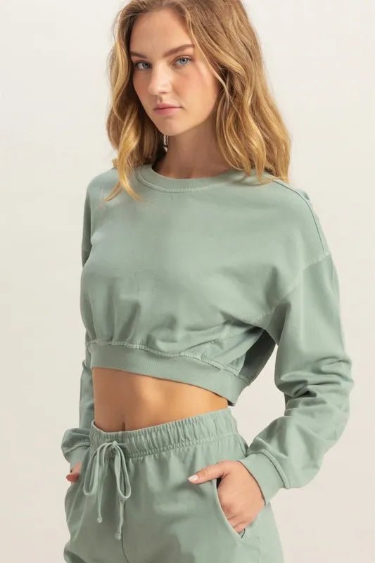 HYFVE Crew Neck Long Sleeve Crop Sweatshirt - Chaelisa's New Jammies
