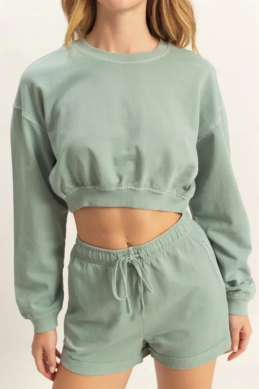 HYFVE Crew Neck Long Sleeve Crop Sweatshirt - Chaelisa's New Jammies