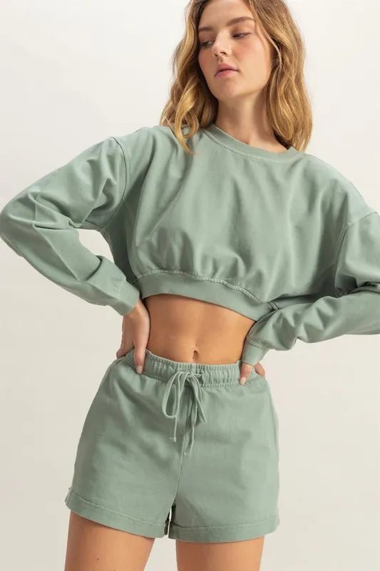 HYFVE Crew Neck Long Sleeve Crop Sweatshirt - Chaelisa's New Jammies