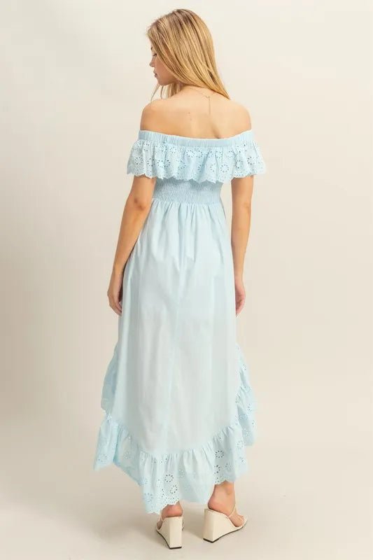 HYFVE High - Low Eyelet Ruffled Off - Shoulder Dress - Chaelisa's New Jammies