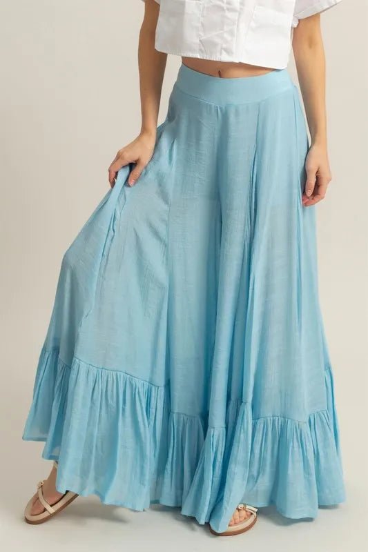 HYFVE High - Waist Ruffle Flared Wide Leg Pants - Chaelisa's New Jammies