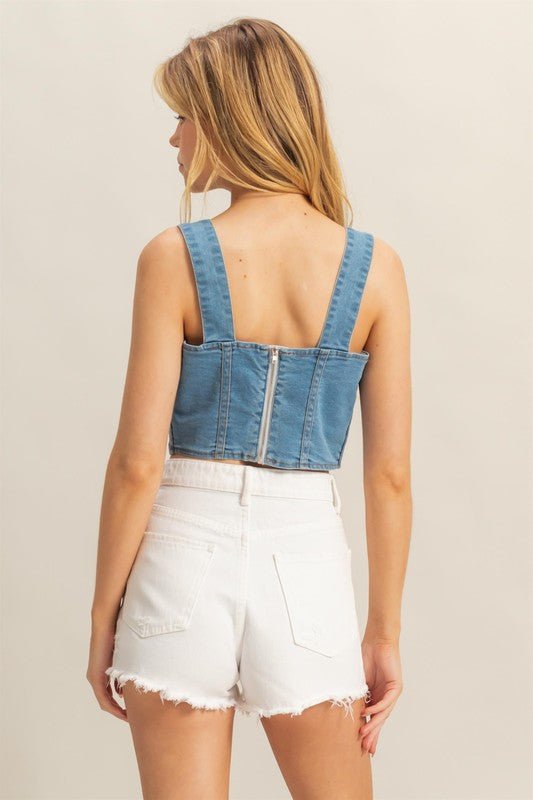 HYFVE Washed Sweetheart Neck Wide Strap Denim Tank - Chaelisa's New Jammies