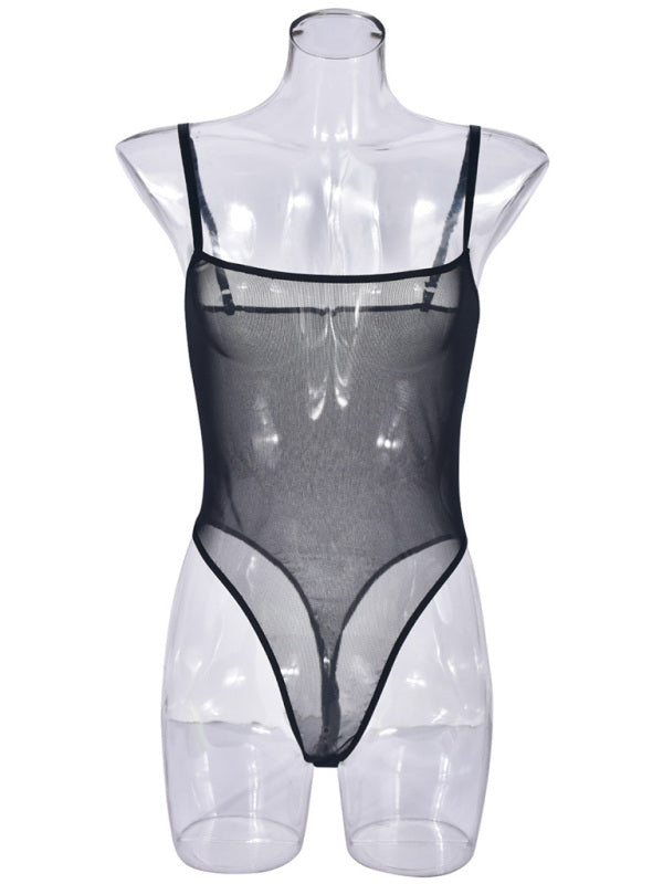 Sexy suspender mesh dress sexy suit