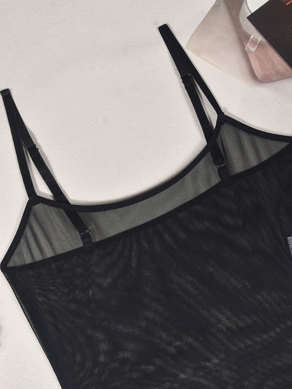 Sexy suspender mesh dress sexy suit