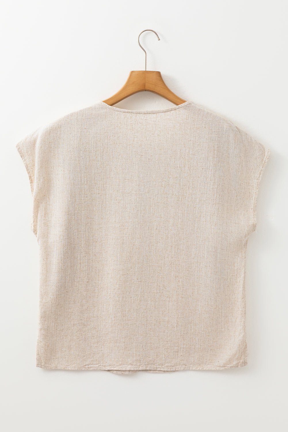 Jet Stream Geometric Embroidered Short Sleeve Tassel Tied V Neck Blouse - Chaelisa's New Jammies