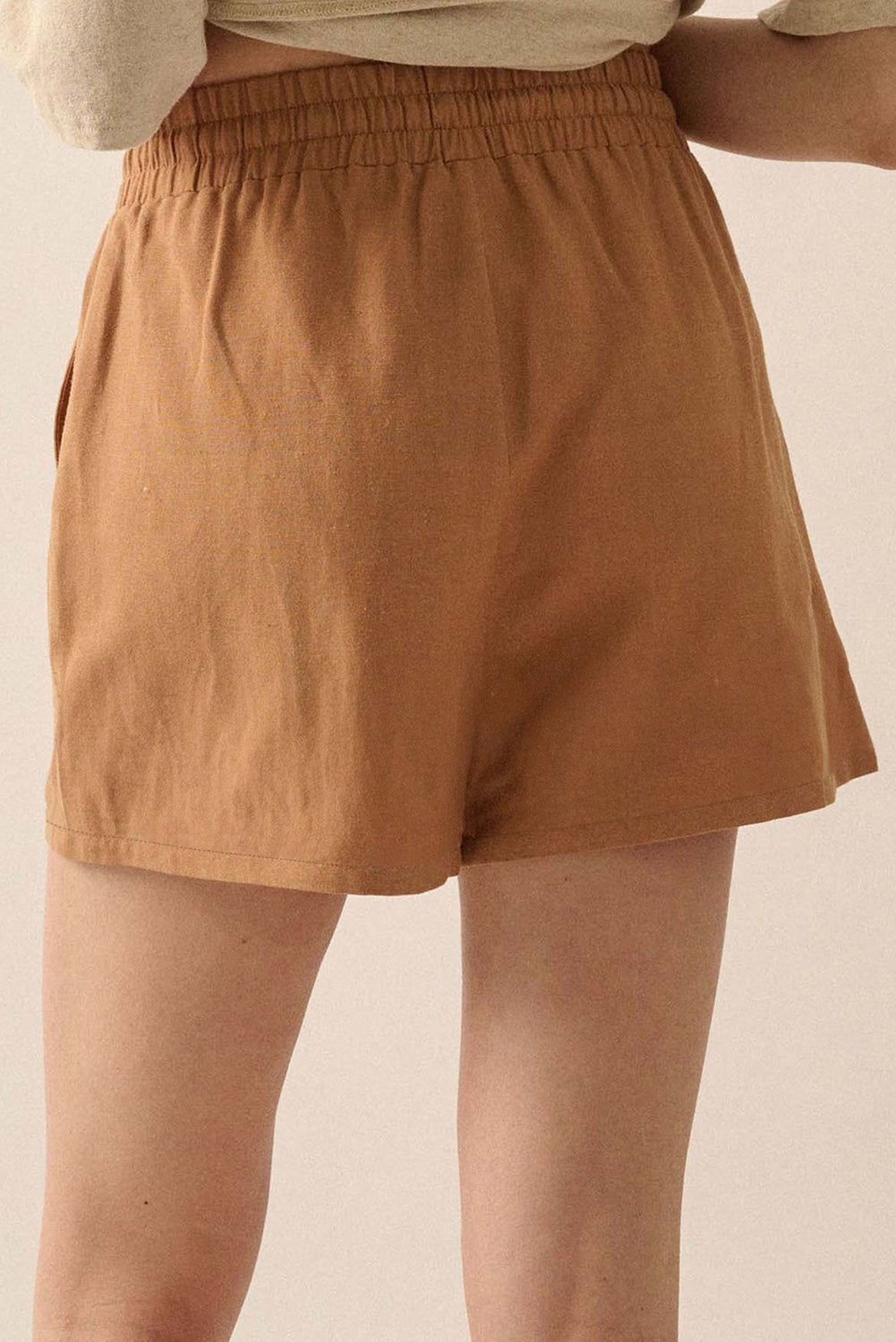 Khaki Embroidered Boho Tasseled Drawstring Elastic Waist Casual shorts - Chaelisa's New Jammies
