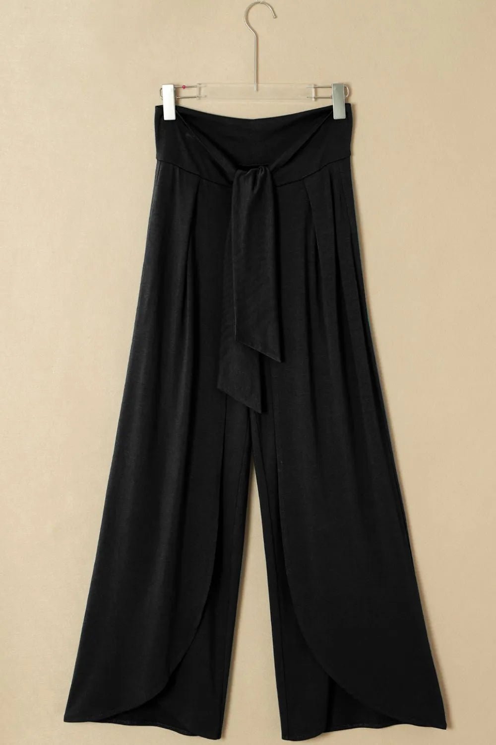 Knotted Waist Split Leg Relaxed Pants - Chaelisa's New Jammies
