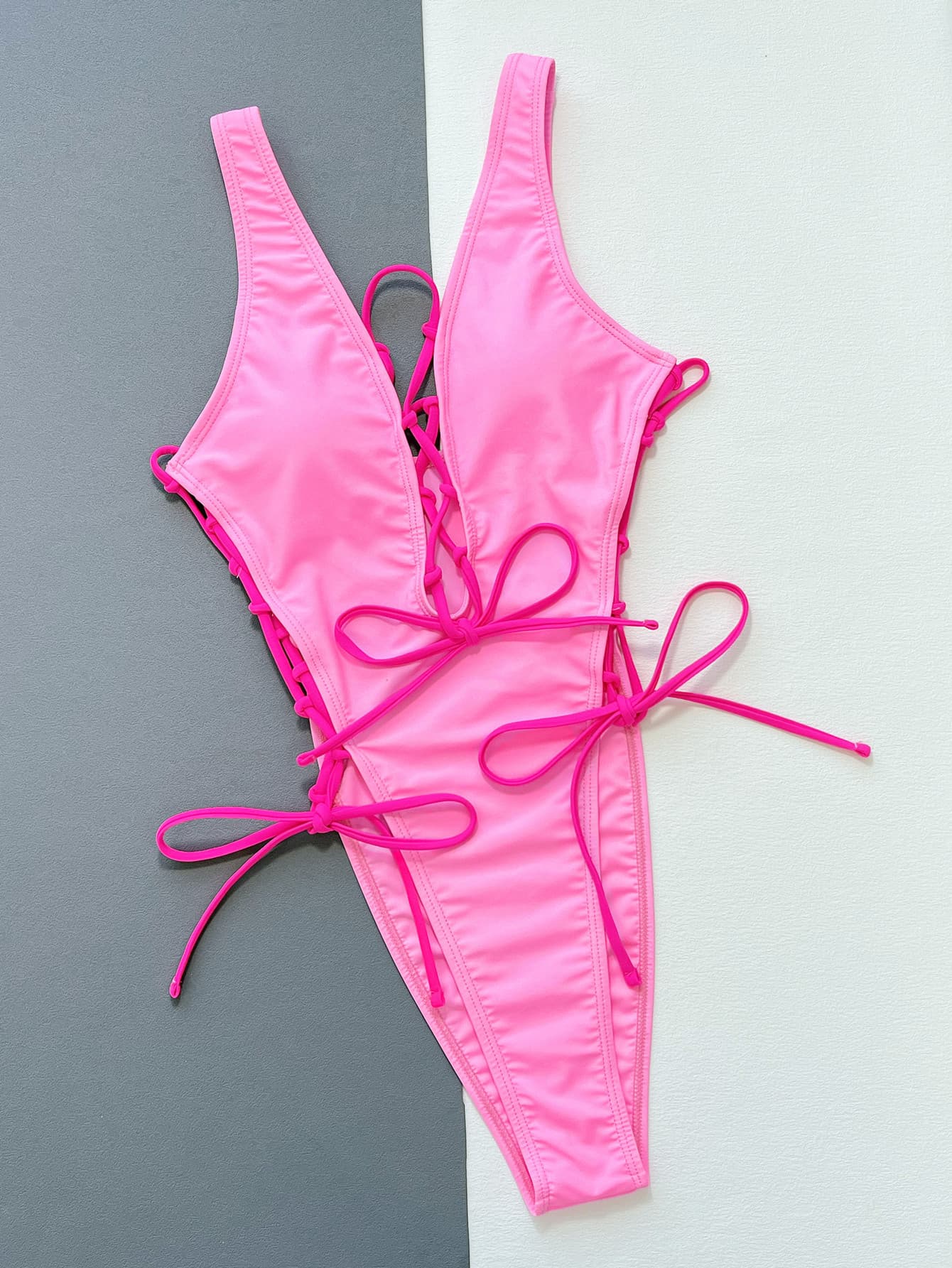 Lace - Up Deep V Sleeveless One - Piece Swimsuit - Chaelisa's New Jammies