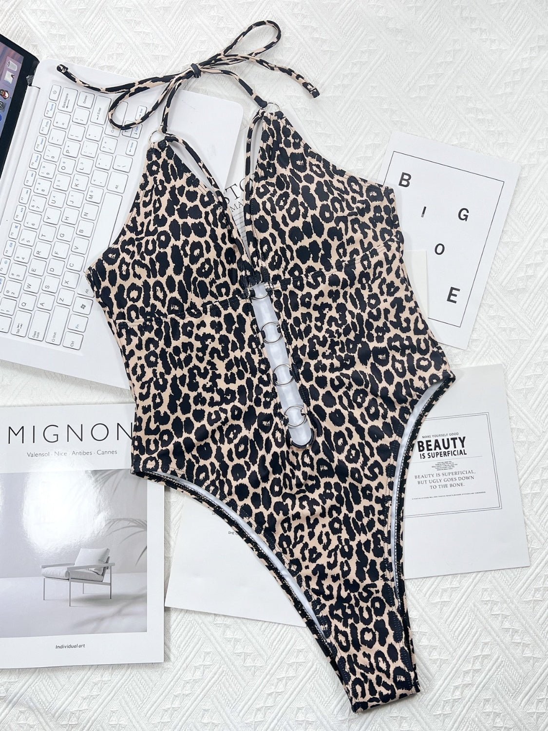 Leopard Cutout Halter Neck One - Piece Swimwear - Chaelisa's New Jammies