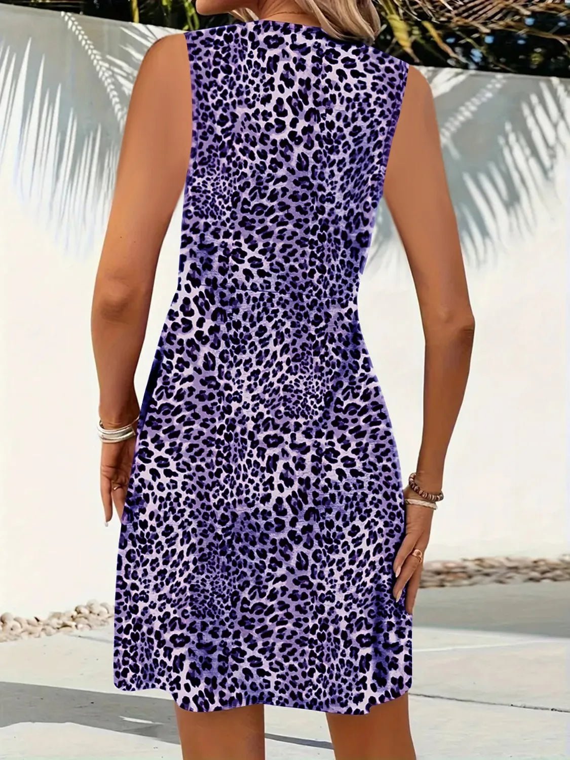 Leopard V - Neck Sleeveless Mini Dress - Chaelisa's New Jammies