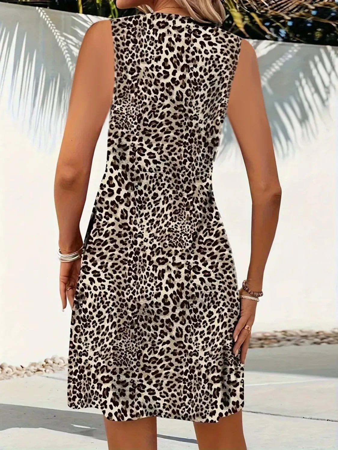 Leopard V - Neck Sleeveless Mini Dress - Chaelisa's New Jammies