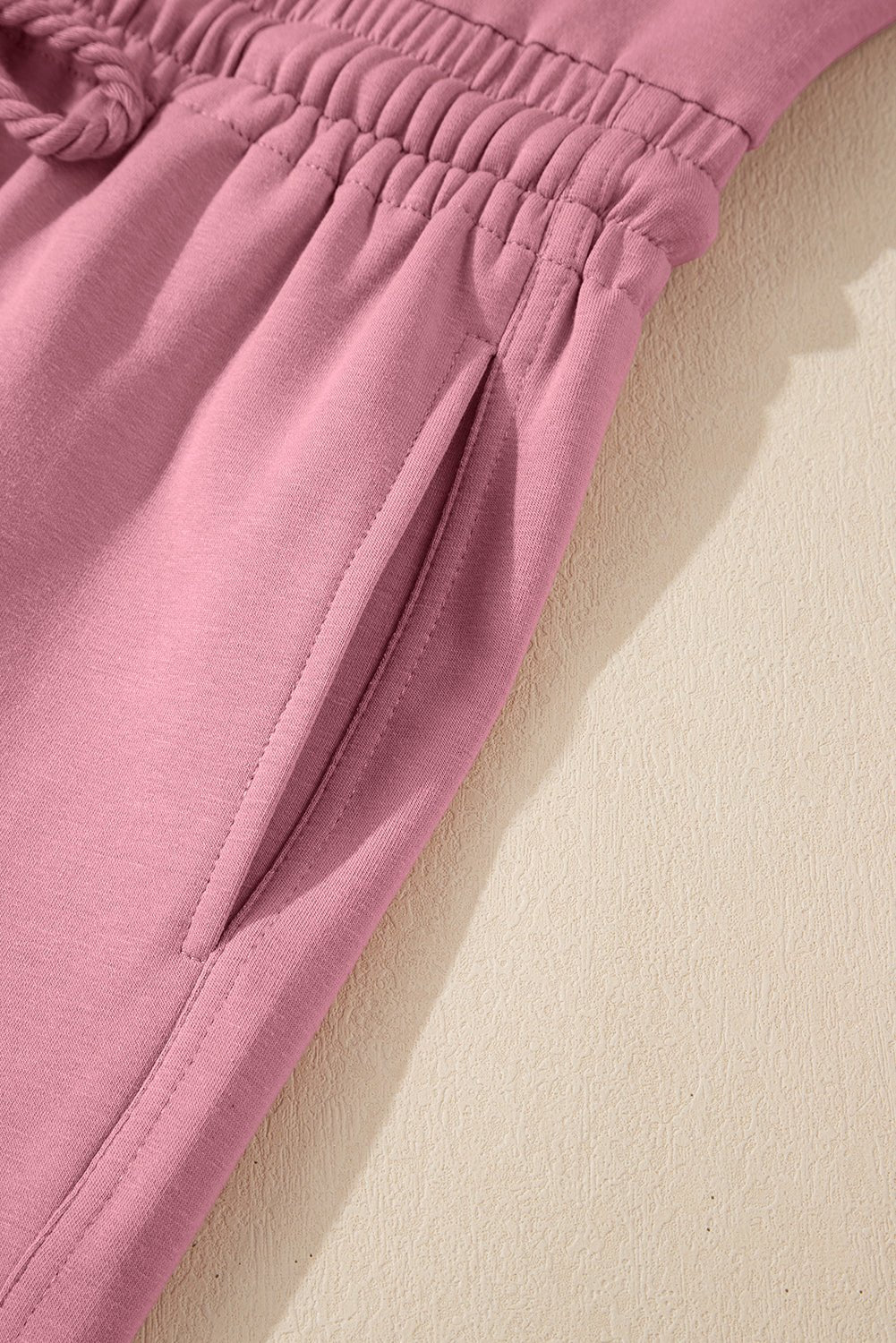 Light Pink Lace - up Elastic Waist Sleeveless Square Neck Jumpsuit - Chaelisa's New Jammies