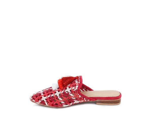 London Rag MARIANA WOVEN FLAT MULES WITH TASSELS - Chaelisa's New Jammies