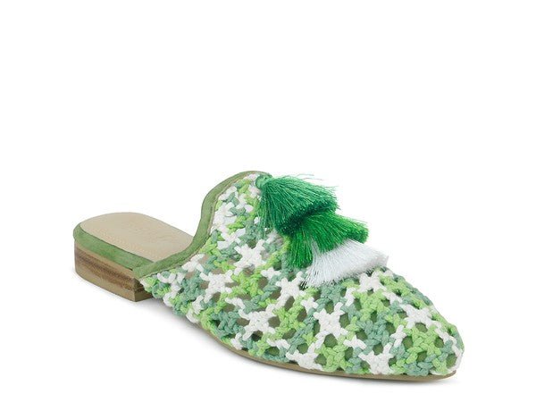 London Rag MARIANA WOVEN FLAT MULES WITH TASSELS - Chaelisa's New Jammies