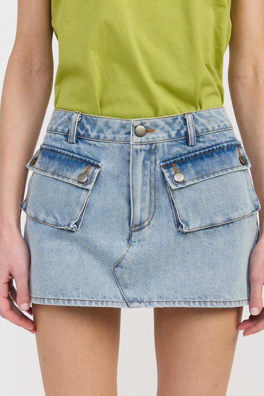 LOW WAIST DENIM MINI SKIRT WITH POCKETS - Chaelisa's New Jammies