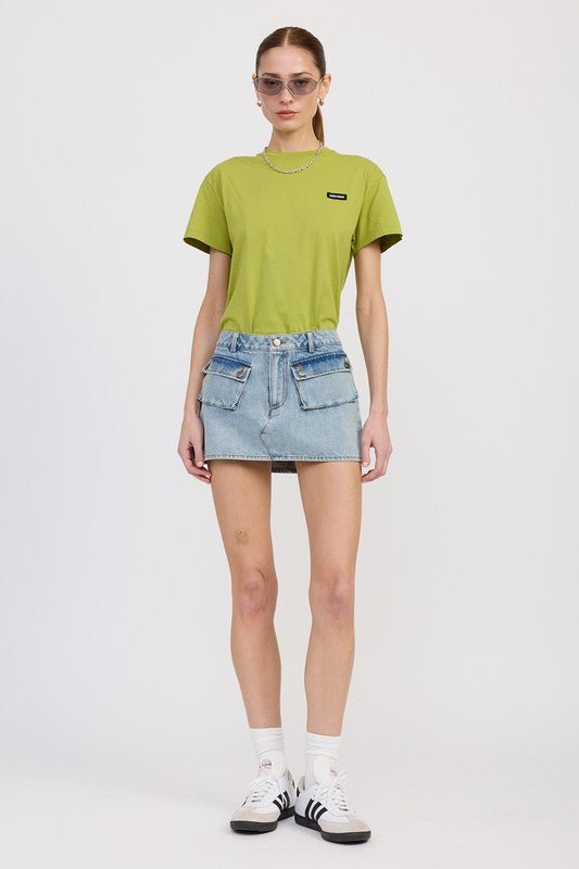 LOW WAIST DENIM MINI SKIRT WITH POCKETS - Chaelisa's New Jammies