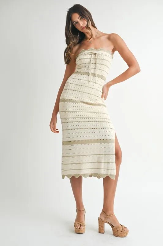 MABLE Contrast Striped Crochet Knit Midi Dress - Chaelisa's New Jammies
