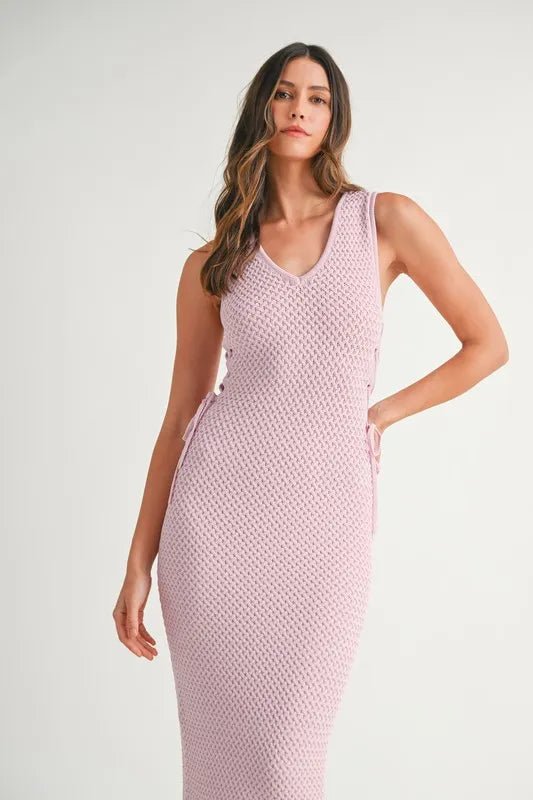MABLE Crochet Side Lace Up Knit Midi Dress - Chaelisa's New Jammies
