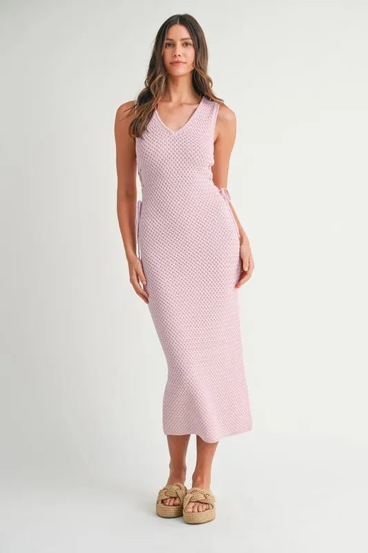 MABLE Crochet Side Lace Up Knit Midi Dress - Chaelisa's New Jammies