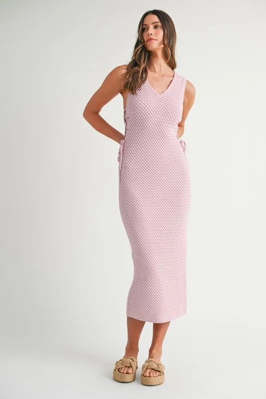 MABLE Crochet Side Lace Up Knit Midi Dress - Chaelisa's New Jammies