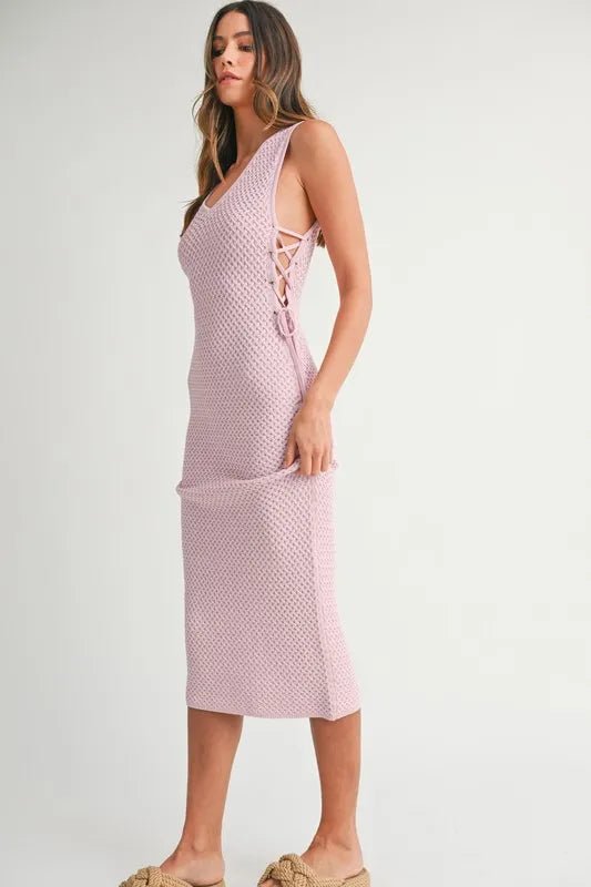 MABLE Crochet Side Lace Up Knit Midi Dress - Chaelisa's New Jammies