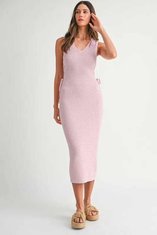 MABLE Crochet Side Lace Up Knit Midi Dress - Chaelisa's New Jammies