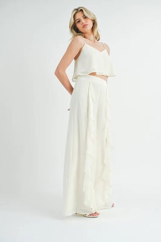 MABLE Crop Cami and Ruffled Wide Leg Pants Set - Chaelisa's New Jammies