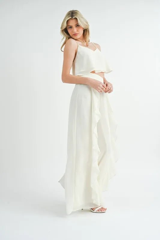 MABLE Crop Cami and Ruffled Wide Leg Pants Set - Chaelisa's New Jammies