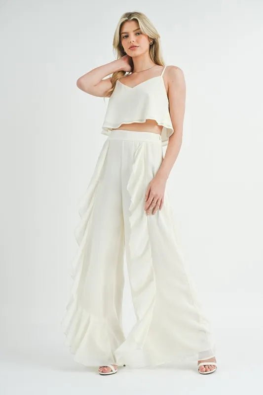MABLE Crop Cami and Ruffled Wide Leg Pants Set - Chaelisa's New Jammies