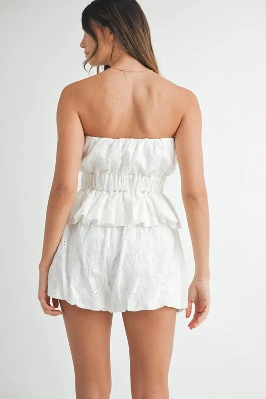 MABLE Floral Eyelet Lace Tube Top and Short Set - Chaelisa's New Jammies