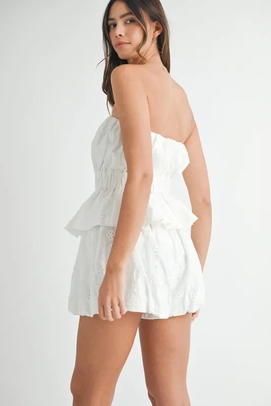 MABLE Floral Eyelet Lace Tube Top and Short Set - Chaelisa's New Jammies