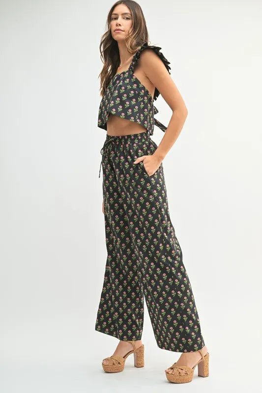MABLE Floral Print Ruffle Top and Pants Set - Chaelisa's New Jammies