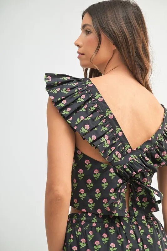 MABLE Floral Print Ruffle Top and Pants Set - Chaelisa's New Jammies
