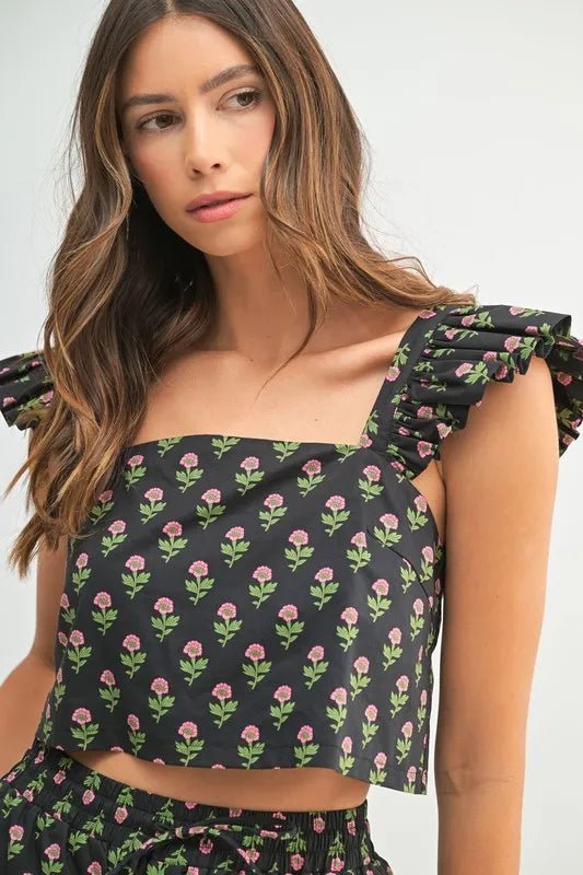 MABLE Floral Print Ruffle Top and Pants Set - Chaelisa's New Jammies