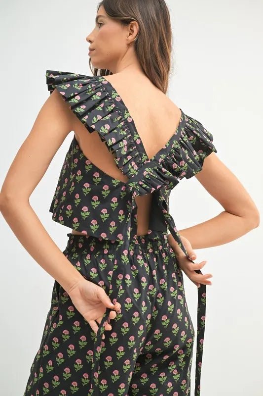 MABLE Floral Print Ruffle Top and Pants Set - Chaelisa's New Jammies